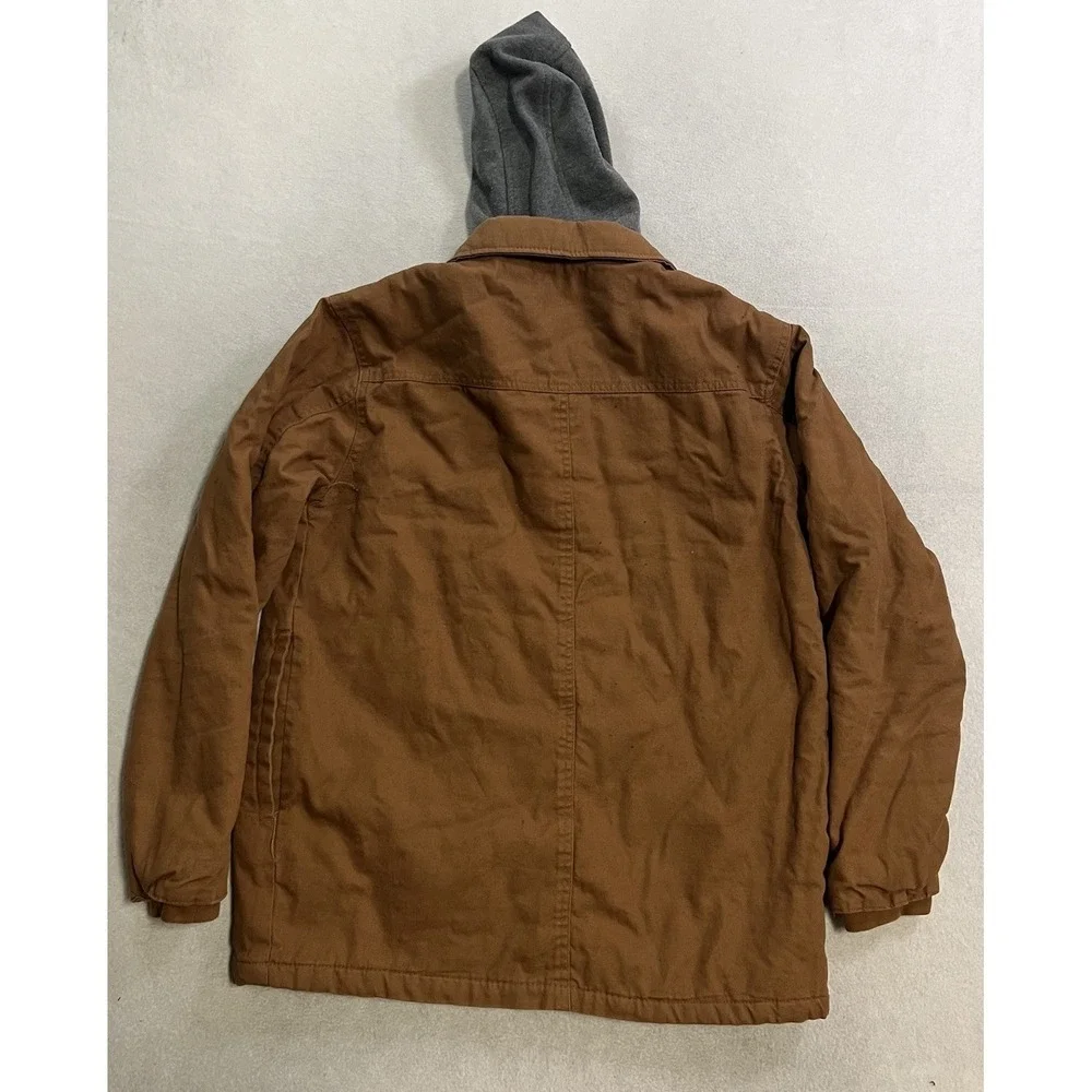 Dickies Camo Duck Hooded Shirt Jacket Mens Small Brown Canvas Full Zip Insulated